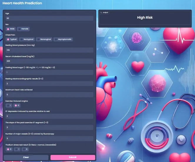Heart disease prediction — result view