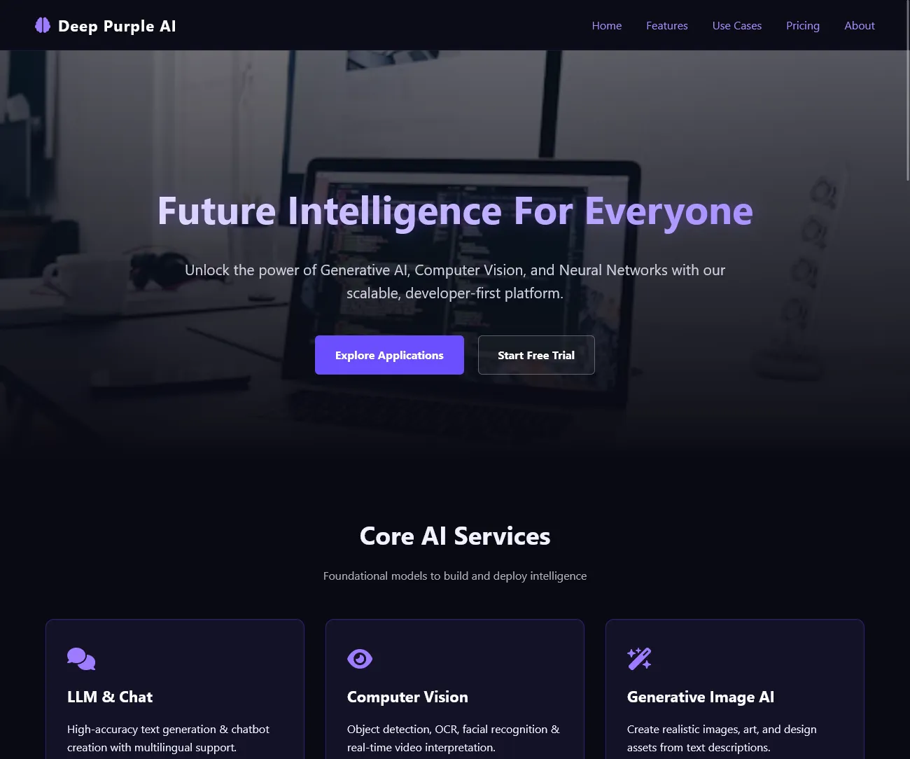 Deep Purple AI — hero section