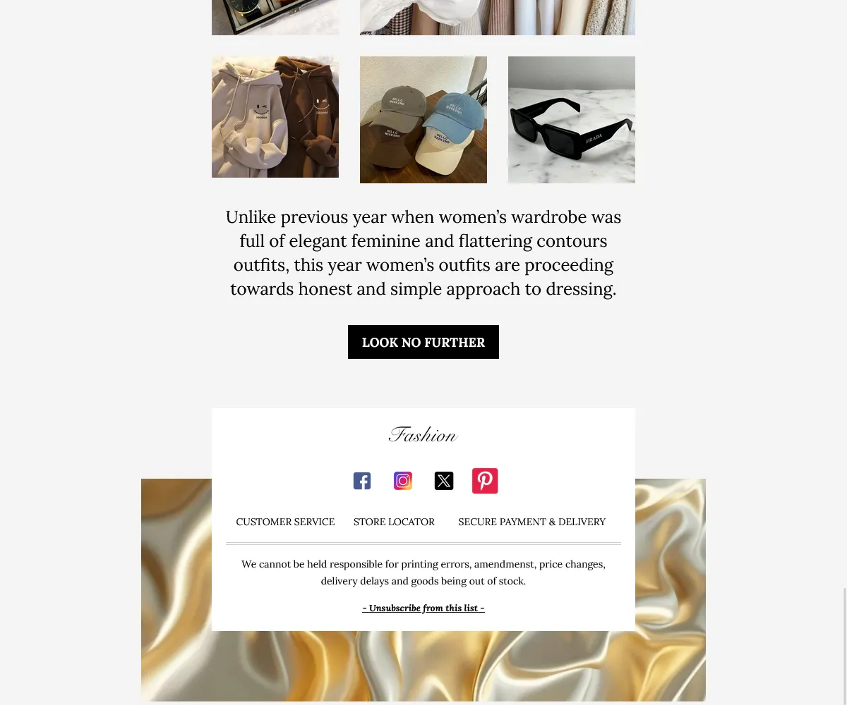 Fashion store — checkout and footer